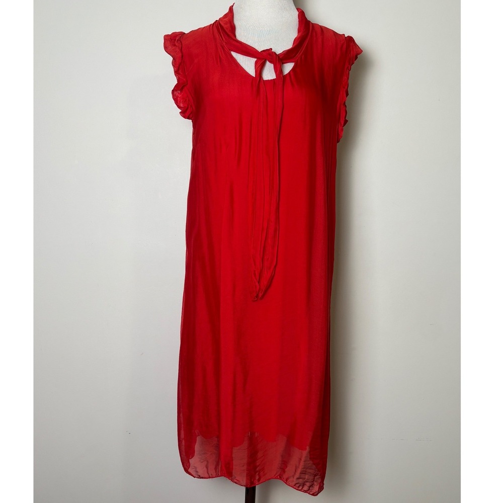 Bellaumbra Silk Blend Mini Dress L Sheer Flowy Feminine Ruffle Luxe Summer Party